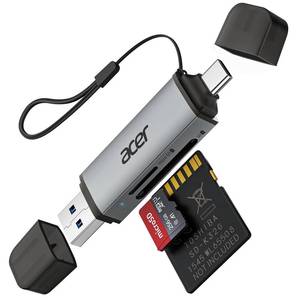 lot 4148 image: acer SD Card Reader USB C, Dual Slots USB Type C to Micro SD Card Adapter