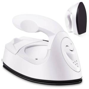 lot 4158 image: Honoson Mini Craft Iron Mini Heat Press Small Iron 3.93 x 2.36 x 2.76 in Portable Handy Tiny Flatiron with Charging Base Accessory for Fuse Bead Patch DIY Heat Transfer Vinyl(White)