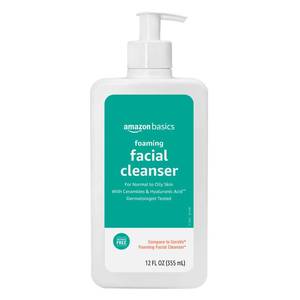 lot 4174 image: Amazon Basics Foaming Facial Cleanser with Ceramides & Hyaluronic Acid, Gentle Daily Face Wash, Non-Comedogenic, Fragrance-Free, 12 fl oz