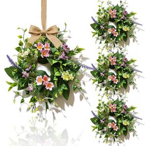 lot 4178 image: 6 Pcs Small Spring Summer Hanging Wreaths for Cabinets Artificial Pink Flower Lavender Yellow Berry Mini Candle Ring Wreath with Greenery for Home Kitchen Front Door Window Porch Wall Wedding Decor