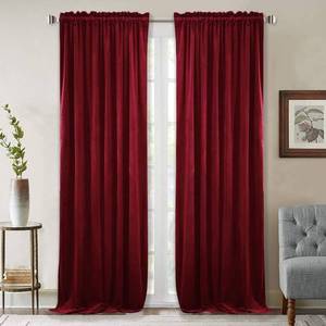lot 5440 image: StangH Red Backdrop Curtains 10ft Long Velvet Drapes, 2 Panels