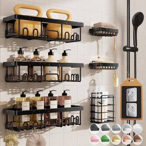 lot 5449 image: Veken Shower Caddy 6-Pack, Bathroom Organizers and Storage Shelves, Black