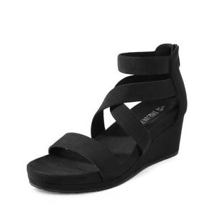 lot 5451 image: DREAM PAIRS Womens Elastic Ankle Strap Open Toe Platform Wedge Sandals Comfortable Summer Shoes,Size 7,Black,NINI-3