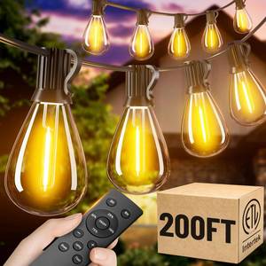 lot 5452 image: Amzrap 200FT Outdoor String Lights with Remote, Waterproof Patio Lights with 722 Shatterproof LED Bulbs,Dimmable Hanging Decor for Backyard Garden Porch Bistro, Timer & 3 Modes,2700K Warm White