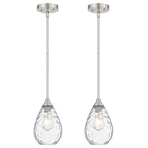lot 5457 image: SADUENFR Brushed Nickel Pendant Lights Kitchen Island 2 Pack, Modern Glass Pendant Light Fixtures with Hammered Glass and Rods, Adjustable Small Hanging Light for Kitchen Sink Dining Room Bathroom