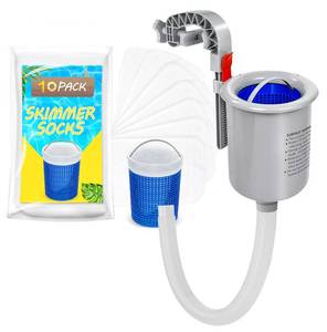 lot 5459 image: ROMIVO Above Ground Pool Skimmer with 10-Pack Skimmer Socks, Wall Mount Surface Skimmer for Inflatable & Metal Frame Pools, Auto Skims Leaves, Debris, Removable Basket, Works with 800 GPH Pump