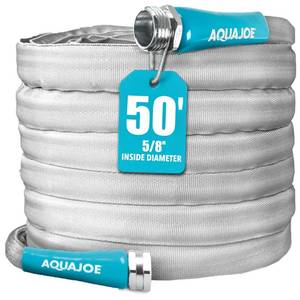 lot 5470 image: Aqua Joe XTREME FIBERJACKET Garden Hose, 50 ft, Kink-Resistant, Flexible, 600 PSI, 58 in Diameter, Lightweight, Heavy-Duty Metal Fittings
