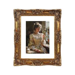 lot 5471 image: YUXINFRAME Vintage picture frames 6x8 gold Antique Photo frame with Mat 5x7 Ornate picture frames with Acrylic Glass Baroque Tabletop Wall Hanging Home Decor picture frame