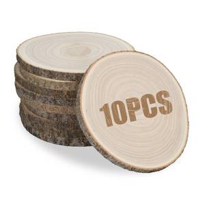 lot 5474 image: 10Pack 9In Unfinished Wood Slices for Centerpieces Natural Rounds with Bark