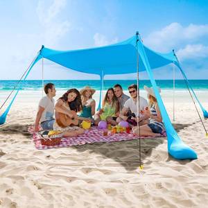 lot 5485 image: COMMOUDS Beach Tent Sun Shelter - UPF50 Pop Up Beach Canopy with Sandbags & Sand Shovel & Windproof Poles, Portable Sun Shade for Beach, Camping, Picnics, Backyard