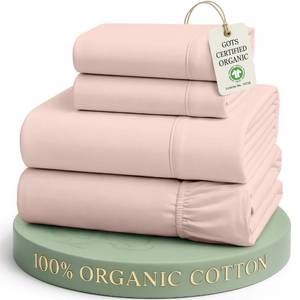 lot 5486 image: LANE LINEN King Sheet Set 100% Organic Cotton Cooling Soft 4pc - Polka Dot