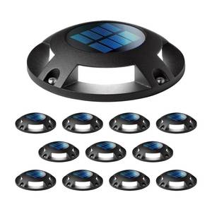 lot 5490 image: Home Zone Living 12PK Outdoor Solar Deck Light, 120 Lumens, Black Aluminum