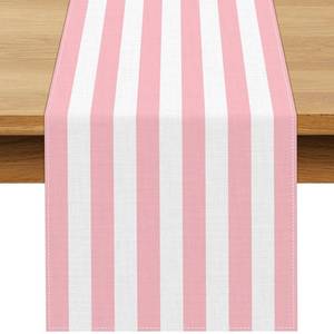 lot 6134 image: Buxiuer Pink and White Vertical Striped Table Runner Light Pink Birthday Party Decoration Baby Shower Dining Room Home Kitchen Table Decor (Pink, 13 x 108)