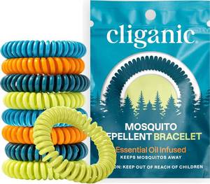 lot 6136 image: Cliganic 25 Pack Mosquito Repellent Bracelets for Adults & Kids - Natural DEET-Free Bands, Individually Wrapped