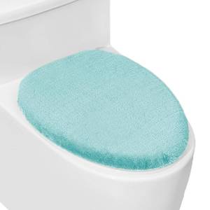 lot 6153 image: Soft Plush Toilet Lid Cover for Bathroom, Machine Washable Toilet Seat Covers, Fits Most Round Elongated and Oblong Lids, Easy Installation& Cleaning (Turquoise)