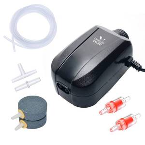 lot 6154 image: Uniclife 64 GPH Aquarium Air Pump with Dual Outlets Adjustable Quiet Fish Tank Air Pump with Air Stone Airline Tubing Check Valve and Connector Accessories for 10-100 Gallon Fish Tank