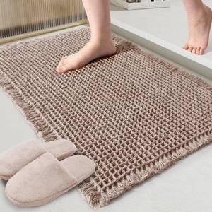 lot 6160 image: ZALL Tan Waffle Bath Mat,Super Absorbent Non Slip Bathroom Rug,Brown 18x30inch,Machine Washable Ultra Soft Floor Mats