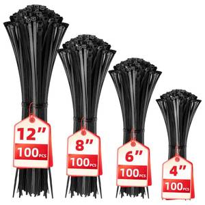 lot 6164 image: Cable Zip Ties,400 Pack Black Assorted Sizes 12864 Inch,Multi-Purpose Self-Locking Nylon Cable Cord Management,Plastic Wire Ties for Home,Office,Garden,Workshop. By HAVE ME TD incomplete