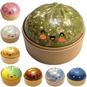 lot 6165 image: Glitter Dumpling,2026 New Glitter Dumpling Squishy with Box,Large Dumplings Squishy,Mega Rainbow Dumplings Stress Relief Fidget Toy(Pearl White)