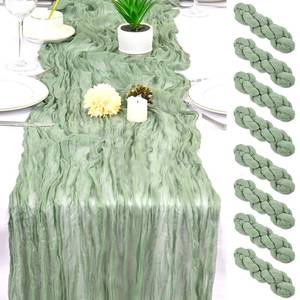 lot 6167 image: 8 Pack Sage Green Cheesecloth Table Runner 17x108 inch Boho Gauze Cheese Cloth Table Runners for Wedding Party Baby Bridal Shower Home Decor