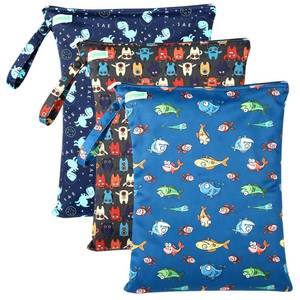 lot 6174 image: wegreeco Wet Dry Bag for Baby Swimsuit, Small Wet Dry Bag for Clothes Diaper and Breast Pump Parts, Large Baby bag for Travel,Gym Clothes,Beach,Pool,Extra Clothes (Dinosaurs, 3 Pack)
