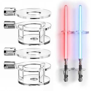 lot 6178 image: Yalikop 2 Sets Light Sword Vertical Wall Mount Holder Sets 1 Hole Acrylic Transparent Sword Wall Mount Stand for Display Collectors