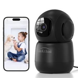 lot 6204 image: Linkthai Indoor Security Camera 2K Pet Camera 2.4 GHz Dog Camera Black