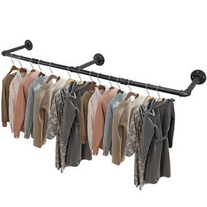 lot 6224 image: Livabber Industrial Pipe Clothes Rack, Heavy Duty Detachable Iron Garment Rack Wall Mounted, Rustic Saving Space Clothes Bar Multi-Purpose Hanging Rod for Bedroom, Closet, Black (60 Inch)