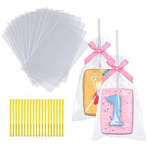 lot 6230 image: ROSPAKTEK 100 Pcs 4x6 Inch Clear Rice Krispie Treat Bags - Rice Kit Cakesicle Bags for Marshmallow, Macaron Pop, Candy, Apple Cookies, Cake Ore Pop Packaging (Individually Wrapped)