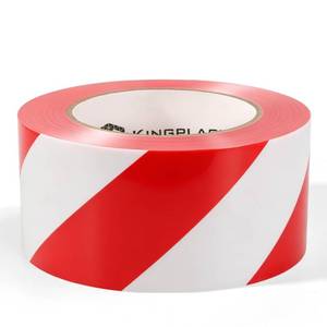 lot 6236 image: KINGPLAST Red White Hazard Warning Safety Stripe Caution Tape 2.8 Inch by 660ft Non-Adhesive Barrier Tape for Danger Construction Police Crime Scene