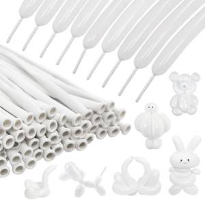 lot 6237 image: 100Pcs 260 Balloons White Long Balloons for Balloon Garland Thickening Skinny Latex Twisting Balloon for Animals Modeling Christmas Birthday Wedding Party Decorations