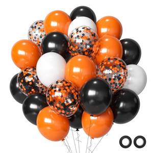 lot 6238 image: Halloween Balloons Black Orange Balloons Set, 50Pcs 12inch Black White Orange Confetti Latex Balloon Halloween Balloon for Celebration Party Bar Anniversary Graduation Decoration