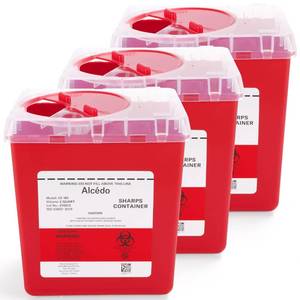 lot 6245 image: Alcedo 2 Quart Sharps Container (3-Pack) for Needle & Syringe Disposal