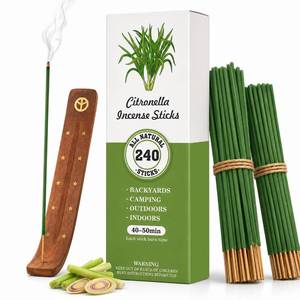 lot 6247 image: Citronella Incense Sticks, 240 Count Natural Citronella Incense Sticks with Incense Holder for Home Indoors Outdoor Garden Patio Camping Yard Garden Fishing