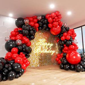 lot 6248 image: ADOINBY Red and Black Balloon Arch Kit, 140Pcs Different Sizes inch Black and Red Balloons and Confetti Party Balloon Garland Kit for Birthday, Wedding, Graduation, Anniversary, Prom Decorations