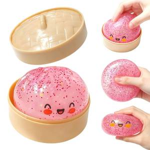 lot 6254 image: Dumpling Squishies, Dumpling 2026 New Glitter Mystery Box, Colorful Dumplings Stress Balls Fidget Sensory Toy, Stocking Stuffers with Steamer Stretchy Desk Toys (Pink)