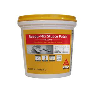 lot 6262 image: SIKA Sikacryl Stucco Repair, White, 1-Qt, Ready-Mix Stucco Patch for Large Cracks and Spalls, Acrylic-Based, InteriorExterior, Textured, Moisture-Resistant used