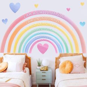 lot 6268 image: Large Rainbow Wall Decal Kids Inspirational Pastel Peel and Stick Stickers