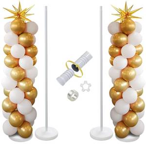 lot 7187 image: Balloon Column Stand Kit Set of 2, 56 Inch Height Adjustable Splicing Metal Balloon Stand Tower Pillar with Base,Reusable Balloon Arch Stand Holder Kits for Floor,Birthday,Wedding,Party Decoration