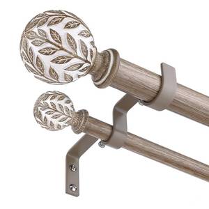 lot 7196 image: Wolistsa Boho Decorative Double Curtain Rod, 36-153 Inch, Weathered Wood
