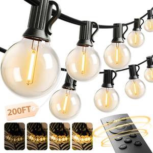 lot 7198 image: addlon Outdoor String Lights 200FT G40 with Remote 108 LED Waterproof Bulbs
