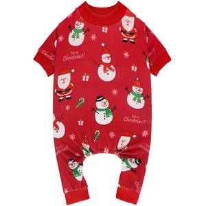 lot 8031 image: Dog Christmas Pajamas Snowman Pet Clothes Costumes Pjs Stretchy Funny Pet Costumes Outfit Dog Pajamas for Large Dogs(L)