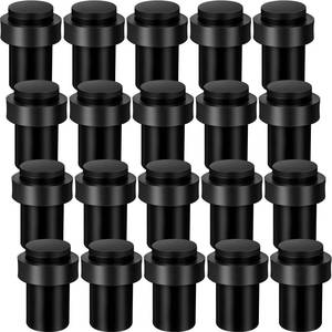 lot 8035 image: Chumia 20 Pcs Door Stopper Mounted Floor Stops Stainless Steel Cylindrical Stopper Modern Decorative Rubber Bumper Stops Holder Wall Protector for Bottom or Top of Door (Black)