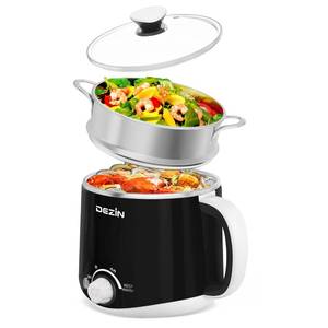 lot 8037 image: Dezin Hot Pot Electric with Steamer, 1.6L Stainless Steel Electric Pot