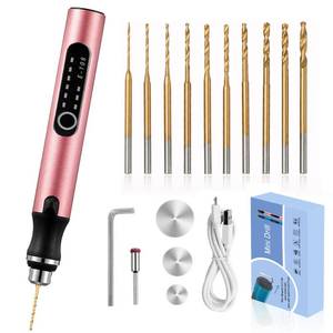 lot 8048 image: 3-Speed Cordless Mini Drill Pen With 10 Small Drill Bits, Rechargeable Electric Hand Drill Pin Vise, Resin Drill Set For Jewelry Making, Resin, Plastic, Wood, Keychains DIY (PINK)