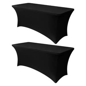 lot 8063 image: Obstal 6ft Stretch Black Spandex Table Cloth for Standard Folding Tables - 2 Pack Universal Rectangular Fitted Tablecloth Protector for Wedding, Trade Show, Vendor Stand