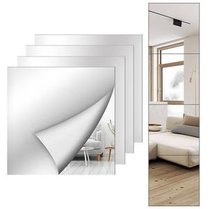lot 8064 image: Shiftshade 4 Pack Wall Mirror Full Length, 12 x 12 Inch Acrylic Mirror Tiles, Shatterproof Flexible Plastic Mirror Sheets for Bedroom Home Gym Door