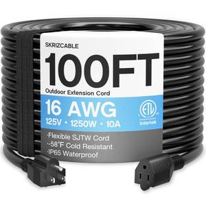 lot 8081 image: Skrizcable 163 100 FT Outdoor Extension Cord Waterproof, Black Power Cord