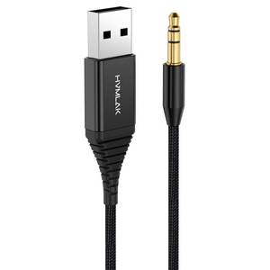 lot 8092 image: HVMLAK Bluetooth 5.3 Aux Car Adapter, USB Powered, 80cm Braided Cable