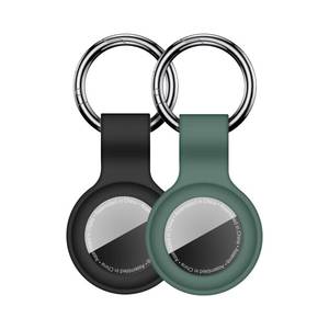 lot 8095 image: Linsaner Silicone Case Holder for AirTag 2nd & 1st Gen, BlackDark Green